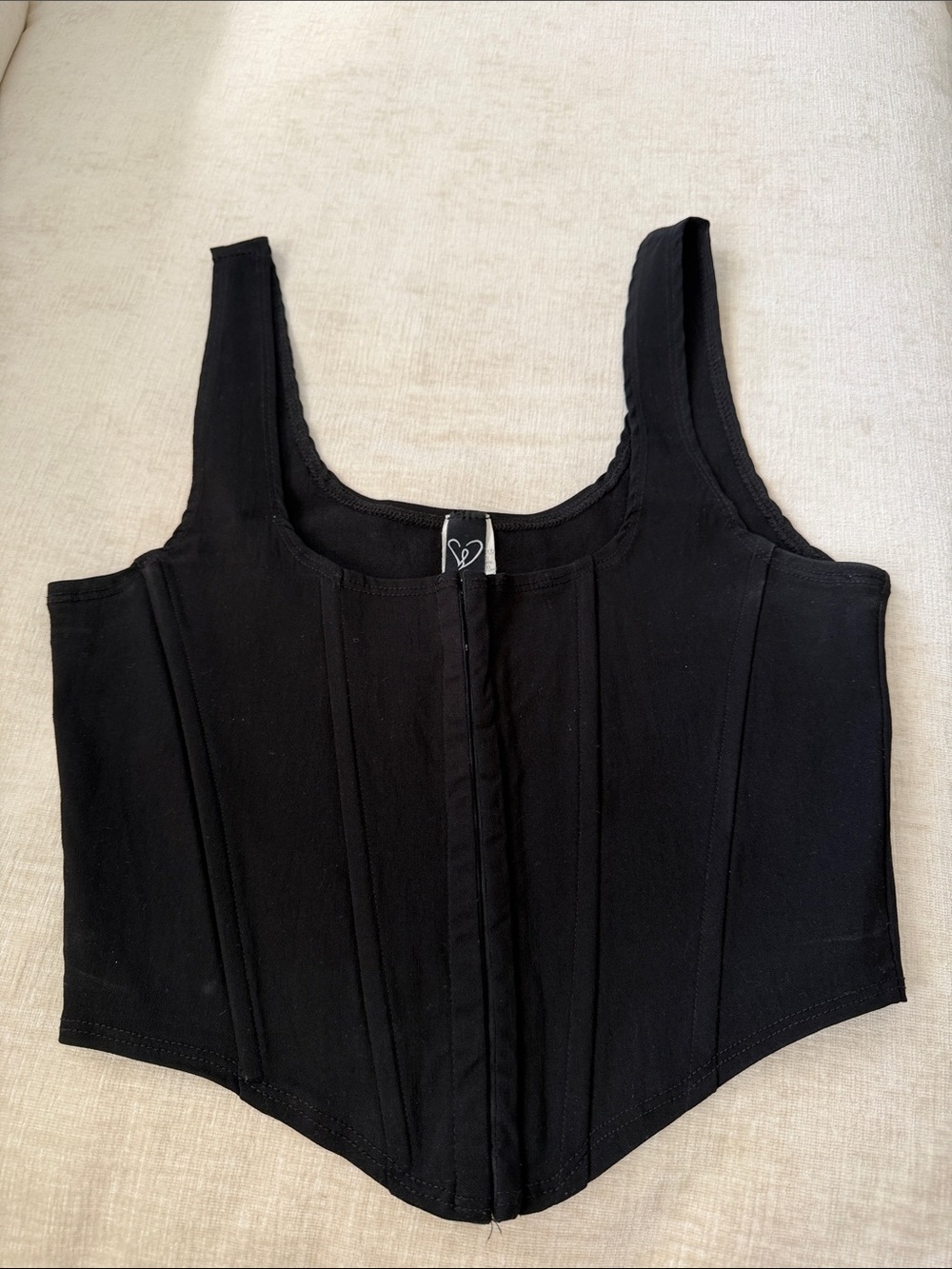 Windsor Black Structured Corset-Style Crop Tank